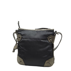 バーバリー ロゴ 斜め掛け ショルダーバッグ ブラック ブラウン ナイロン レザー レディース BURBERRY 【中古】