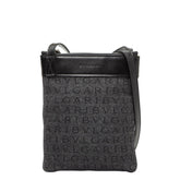ブルガリ ロゴマニア 斜め掛け ショルダーバッグ ブルー ブラック デニム レザー レディース BVLGARI 【中古】