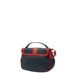 バリー ショルダーバッグ ネイビー レッド ブラウン レザー スウェット レディース BALLY 【中古】