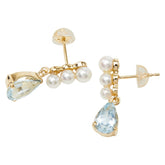 K18YG イエローゴールド アクアマリン1.82ct アコヤパール3.0~4.1mm ピアス レディース 【中古】