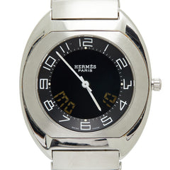 エルメス エスパス 腕時計 ES1.710 クオーツ ブラック文字盤 ステンレススチール メンズ HERMES 【中古】