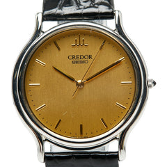 セイコー クレドール 腕時計 GCAR051/8J81-6A30 クオーツ ゴールド文字盤 ステンレススチール レザー メンズ SEIKO 【中古】