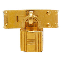 エルメス ケリー カデナ モチーフ スカーフリング ゴールド ネイビー メッキ レザー レディース HERMES 【中古】