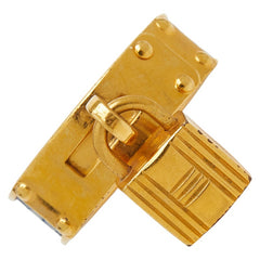 エルメス ケリー カデナ モチーフ スカーフリング ゴールド ネイビー メッキ レザー レディース HERMES 【中古】