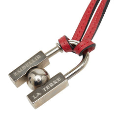 エルメス カデナ H 未知なる地球の美を求めて 2001 ネックレス シルバー レッド メタル レザー レディース HERMES 【中古】