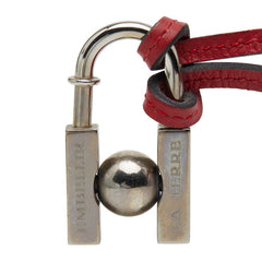 エルメス カデナ H 未知なる地球の美を求めて 2001 ネックレス シルバー レッド メタル レザー レディース HERMES 【中古】