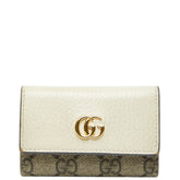 グッチ GGスプリーム GGマーモント 6連 キーケース 456118 ベージュ ホワイト PVC レザー レディース GUCCI 【中古】