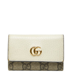 グッチ GGスプリーム GGマーモント 6連 キーケース 456118 ベージュ ホワイト PVC レザー レディース GUCCI 【中古】