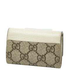 グッチ GGスプリーム GGマーモント 6連 キーケース 456118 ベージュ ホワイト PVC レザー レディース GUCCI 【中古】