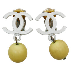 シャネル ココマーク イヤリング スイング ホワイト イエロー プラスチック レディース CHANEL 【中古】
