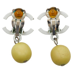 シャネル ココマーク イヤリング スイング ホワイト イエロー プラスチック レディース CHANEL 【中古】