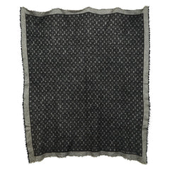 ルイ ヴィトン モノグラム スカーフ ブラック グレー シルク ウール レディース LOUIS VUITTON 【中古】