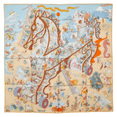 エルメス カレ90 ACADEMIA HIPPICA スカーフ ライトブルー マルチカラー レディース HERMES 【中古】