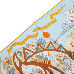 エルメス カレ90 ACADEMIA HIPPICA スカーフ ライトブルー マルチカラー レディース HERMES 【中古】