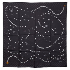 シャネル ココマーク パール柄 スカーフ ブラック マルチカラー レディース CHANEL 【中古】
