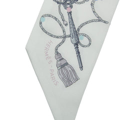 エルメス ツイリー LES CLES A POIS スカーフ ホワイト マルチカラー レディース HERMES 【中古】