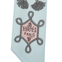 エルメス ツイリー Galons et Brandebourgs 飾緒とブランデンブルク飾り スカーフ ブルー グレー レディース HERMES 【中古】