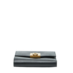 サルヴァトーレフェラガモ ガンチーニ がま口 二つ折り財布 AQ-228593 ブラック レザー レディース Salvatore Ferragamo 【中古】
