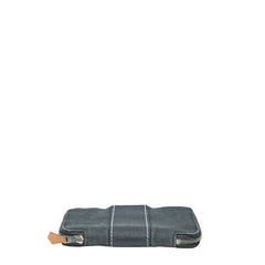 エルメス ドーヴィル パースPM ラウンドファスナー 二つ折り財布 ブラック キャンバス レディース HERMES 【中古】