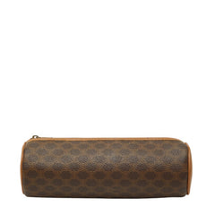セリーヌ マカダム ポーチ ブラウン PVC レザー レディース CELINE 【中古】