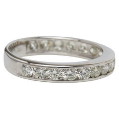 Pt900 プラチナ ダイヤ1.00ct ハーフエタニティ リング 指輪 レディース 10号 【中古】