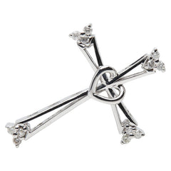 K18WG ホワイトゴールド ダイヤ0.12ct クロスモチーフ ペンダントトップ ネックレス レディース 【中古】