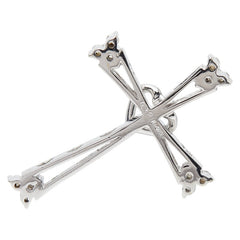 K18WG ホワイトゴールド ダイヤ0.12ct クロスモチーフ ペンダントトップ ネックレス レディース 【中古】