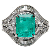 Pt900 プラチナ エメラルド4.23ct ダイヤ1.923ct リング 指輪 レディース 13.5号 【中古】