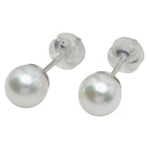 K14WG ホワイトゴールド アコヤパール6.5~6.6mm ピアス レディース 【中古】