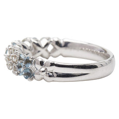 K18WG ホワイトゴールド アクアマリン0.46ct ダイヤ0.30ct リング 指輪 レディース 12号 【中古】