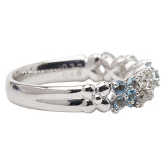 K18WG ホワイトゴールド アクアマリン0.46ct ダイヤ0.30ct リング 指輪 レディース 12号 【中古】