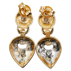 K18YG イエローゴールド ダイヤ0.22ct ハートモチーフ ピアス レディース 【中古】