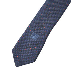 ルイ ヴィトン モノグラム ドット LVデュアル ネクタイ M75940 ネイビー レッド シルク メンズ LOUIS VUITTON 【中古】