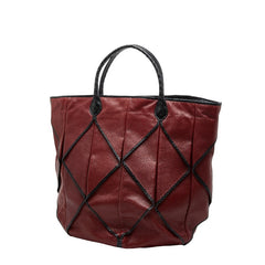ボッテガヴェネタ ハンドバッグ レッド ブラック レザー パイソン レディース BOTTEGAVENETA 【中古】