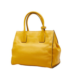 プラダ 三角ロゴプレート ハンドバッグ ショルダーバッグ 2WAY イエロー レザー レディース PRADA 【中古】