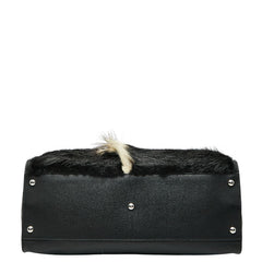 フェンディ ピーカブー ハンドバッグ ショルダーバッグ 2WAY ブラック ベージュ ファー レディース FENDI 【中古】