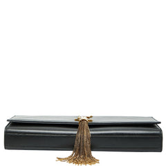 サンローラン YSLロゴ ケイト タッセル フリンジ クラッチバッグ ブラック レザー レディース SAINT LAURENT 【中古】