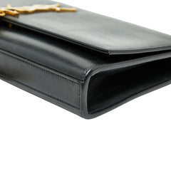 サンローラン YSLロゴ ケイト タッセル フリンジ クラッチバッグ ブラック レザー レディース SAINT LAURENT 【中古】
