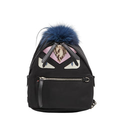 フェンディ モンスター リュック バックパック 8BZ038 ブラック ピンク ブルー ナイロン レザー ファー レディース FENDI 【中古】