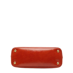 プラダ 三角ロゴプレート ハンドバッグ ショルダーバッグ 2WAY オレンジ レザー レディース PRADA 【中古】