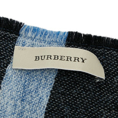 バーバリー チェック ストール マフラー ブラック ブルー ウール レディース BURBERRY 【中古】