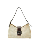 フェンディ ズッカ ワンショルダーバッグ ベージュ アイボリー ブラウン キャンバス レザー レディース FENDI 【中古】