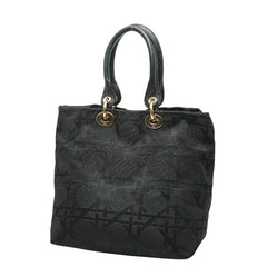 ディオール カナージュ ハンドバッグ トートバッグ ブラック キャンバス レザー レディース Dior 【中古】