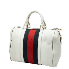 グッチ シェリーライン ミニボストンバッグ ショルダーバッグ 2WAY 247205 ベージュ レッド キャンバス レザー レディース GUCCI 【中古】
