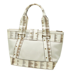 ディオール ロゴ ハンドバッグ トートバッグ ホワイト アイボリー レザー レディース Dior 【中古】