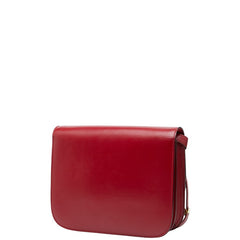 セリーヌ クラシックボックス ミディアム ショルダーバッグ レッド レザー レディース CELINE 【中古】