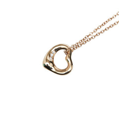 ティファニー オープンハート 3Pダイヤ ネックレス K18PG ピンクゴールド レディース TIFFANY&Co. 【中古】