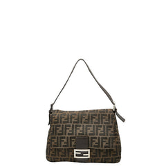 フェンディ ズッカ マンマバケット ハンドバッグ ブラウン キャンバス レザー レディース FENDI 【中古】
