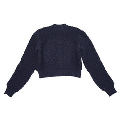 ルイ ヴィトン 25SS モノグラムタオリング フラワー ジャガード セットアップ クロップド カーディガン ミニスカート サイズXS ネイビー ウール カシミヤ ポリアミド/ポリウレタン レディース LOUIS VUITTON 【中古】