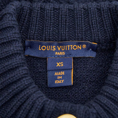 ルイ ヴィトン 25SS モノグラムタオリング フラワー ジャガード セットアップ クロップド カーディガン ミニスカート サイズXS ネイビー ウール カシミヤ ポリアミド/ポリウレタン レディース LOUIS VUITTON 【中古】